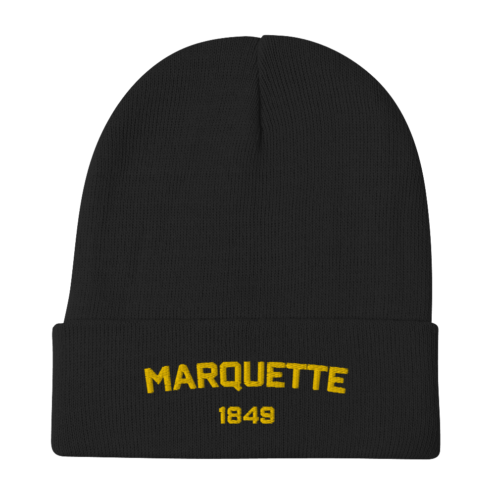 'Marquette EST 1849' Winter Beanie | Gold Embroidery - Circumspice Michigan