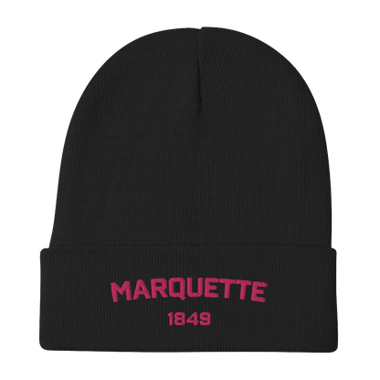 'Marquette EST 1849' Winter Beanie | Pink Embroidery - Circumspice Michigan