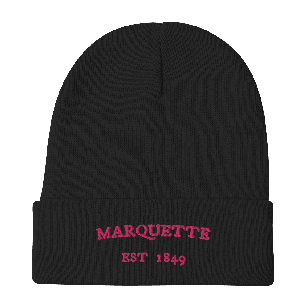 'Marquette EST 1849' Winter Beanie | Pink Embroidery - Circumspice Michigan