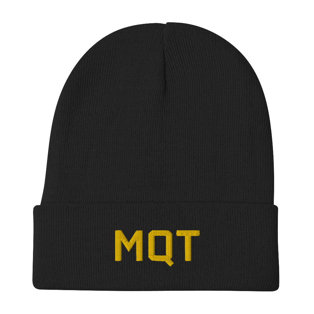 Marquette 'MQT' Winter Beanie (Athletic Font) | Gold Embroidery - Circumspice Michigan