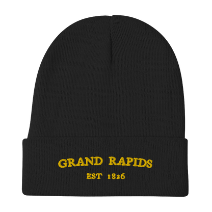 'Grand Rapids EST 1826' Winter Beanie | Gold Beanie - Circumspice Michigan