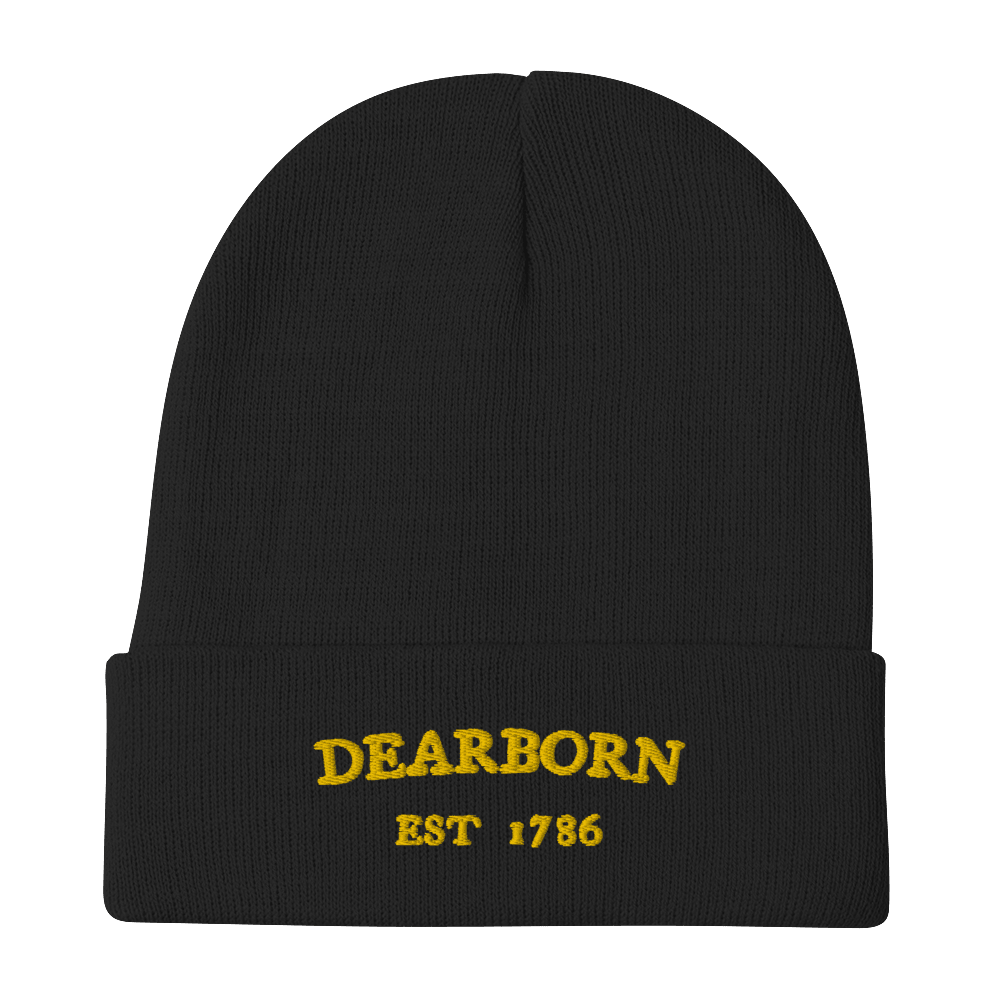 'Dearborn EST 1786' Winter Beanie | Gold Embroidery - Circumspice Michigan