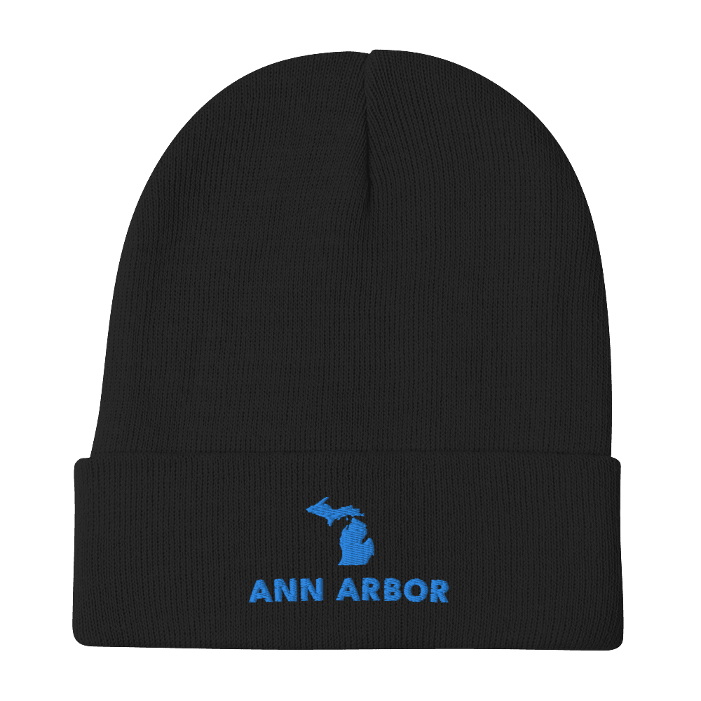 'Ann Arbor' Winter Beanie (w/ Michigan Outline) - Circumspice Michigan