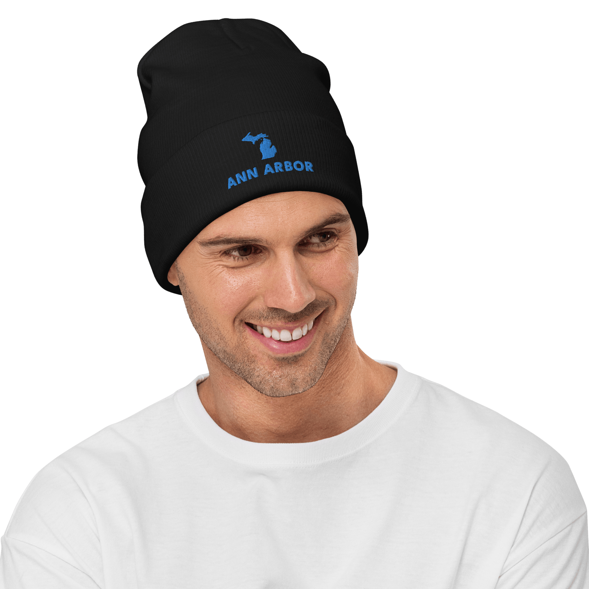 'Ann Arbor' Winter Beanie (w/ Michigan Outline) - Circumspice Michigan