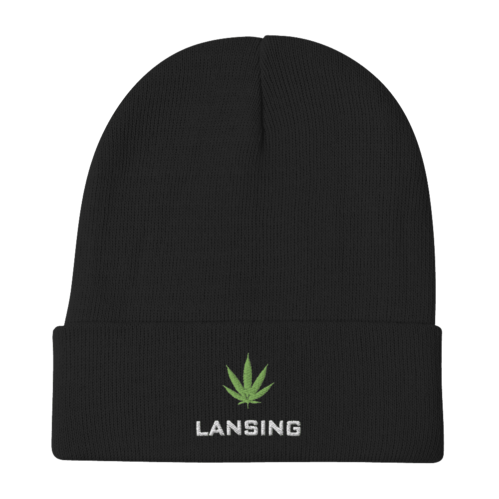 'Lansing' Winter Beanie (w/ Cannabis Leaf) - Circumspice Michigan