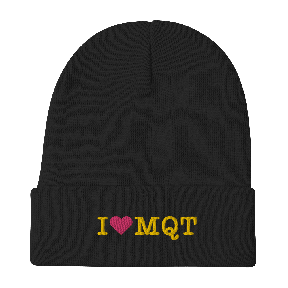 Marquette 'I ❤️ MQT' Winter Beanie | Gold Embroidery - Circumspice Michigan