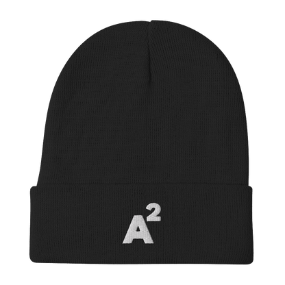 Ann Arbor 'A²' Winter Beanie (Geometric Sans Font) | White Embroidery - Circumspice Michigan