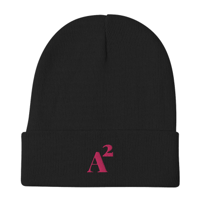 Ann Arbor 'A²' Winter Beanie (Fancy Serif Font) | Pink Embroidery - Circumspice Michigan