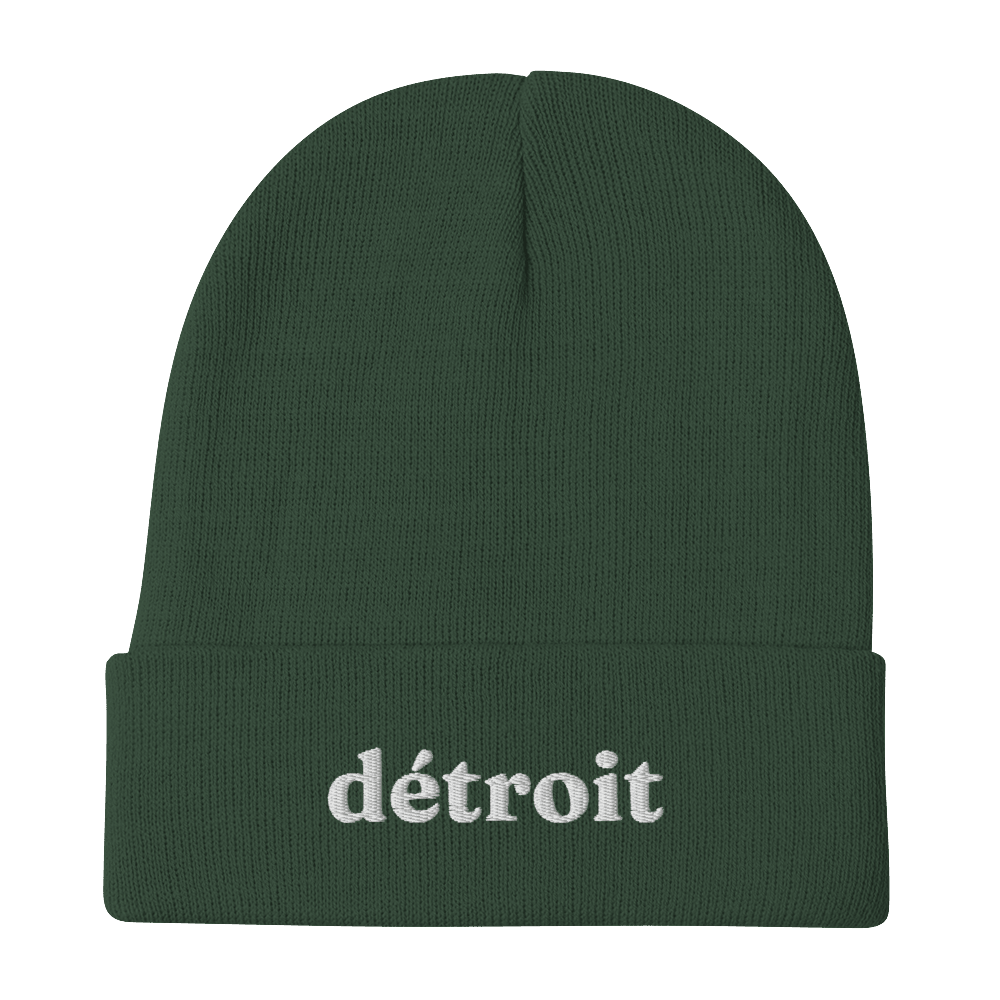 'Détroit' Winter Beanie (Fraunces Font) | White Embroidery - Circumspice Michigan