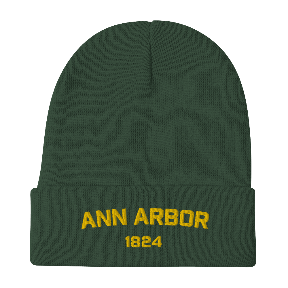 'Ann Arbor 1824' Winter Beanie | Gold Embroidery - Circumspice Michigan