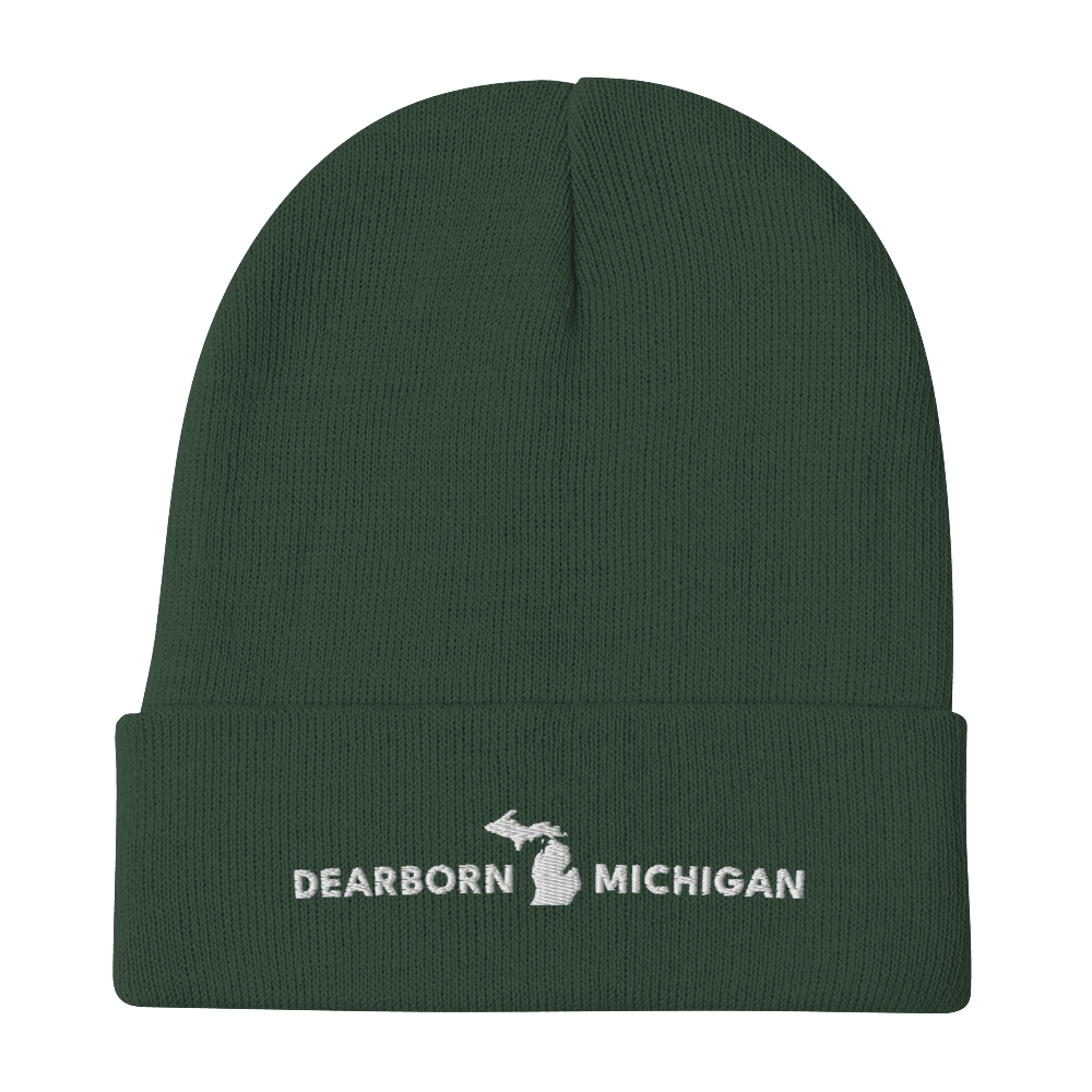 'Dearborn Michigan' Winter Beanie (w/Michigan Outline) - Circumspice Michigan