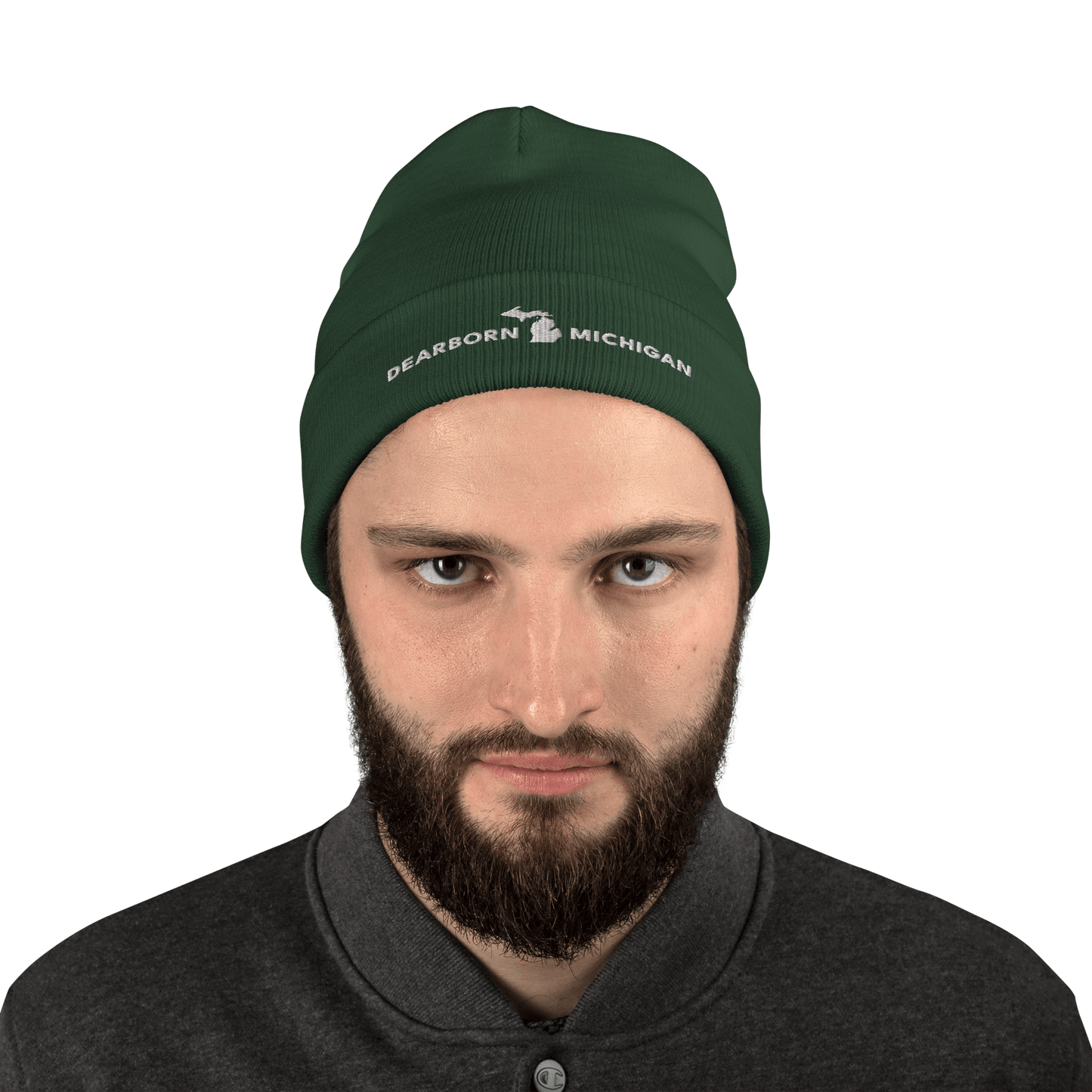 'Dearborn Michigan' Winter Beanie (w/Michigan Outline) - Circumspice Michigan