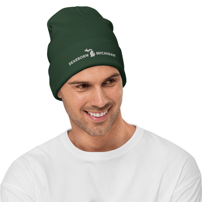 'Dearborn Michigan' Winter Beanie (w/Michigan Outline) - Circumspice Michigan