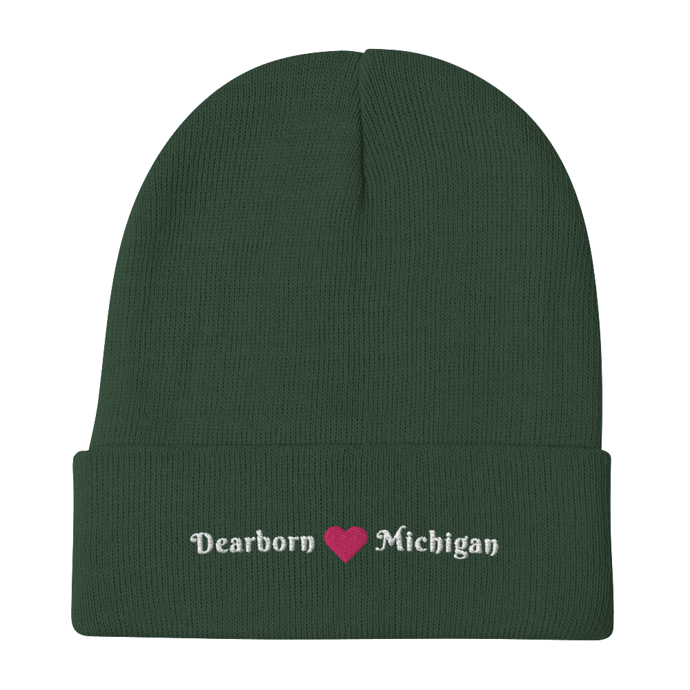 'Dearborn Michigan' Winter Beanie (w/Heart Outline) - Circumspice Michigan