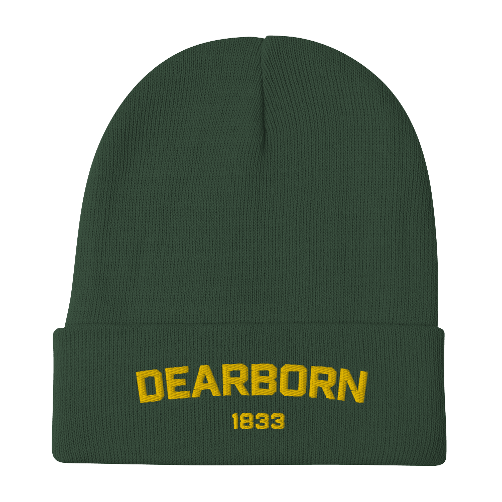 'Dearborn 1833' Winter Beanie | Gold Embroidery - Circumspice Michigan