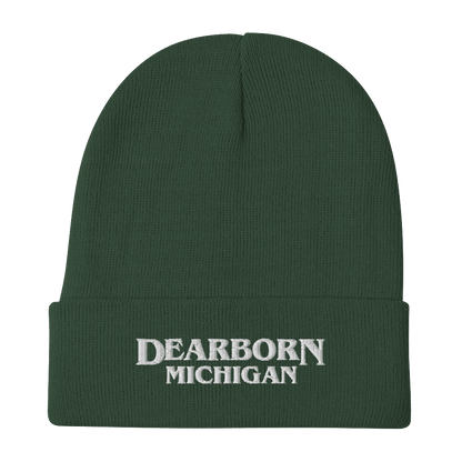 'Dearborn Michigan' Winter Beanie (1980's Streaming Drama Parody) - Circumspice Michigan