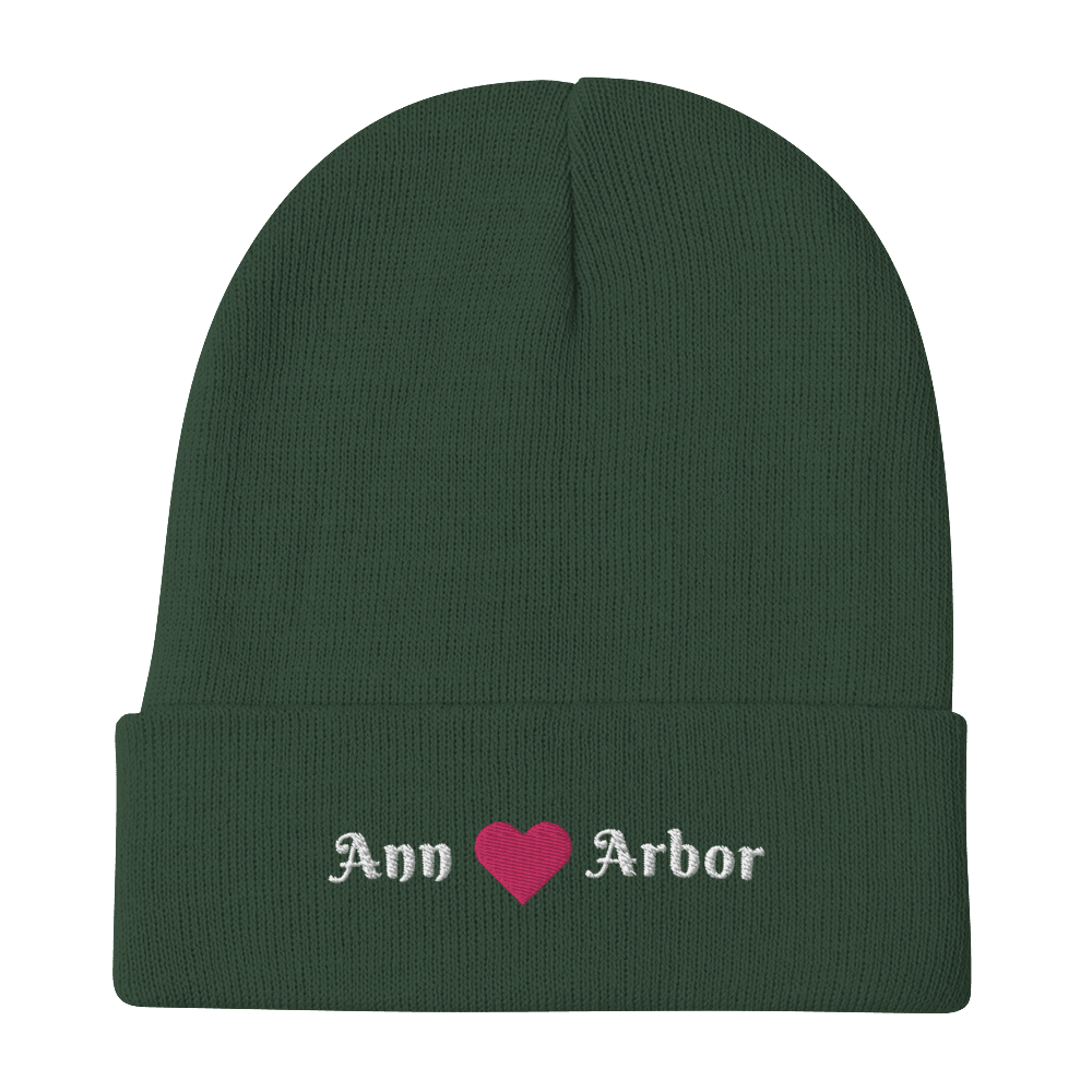 'Ann Arbor' Winter Beanie (w/ Heart Outline) - Circumspice Michigan