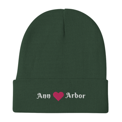 'Ann Arbor' Winter Beanie (w/ Heart Outline) - Circumspice Michigan