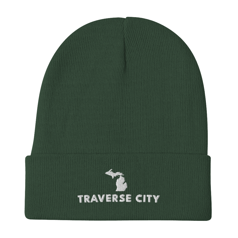 'Traverse City' Winter Beanie (w/ Michigan Outline) - Circumspice Michigan