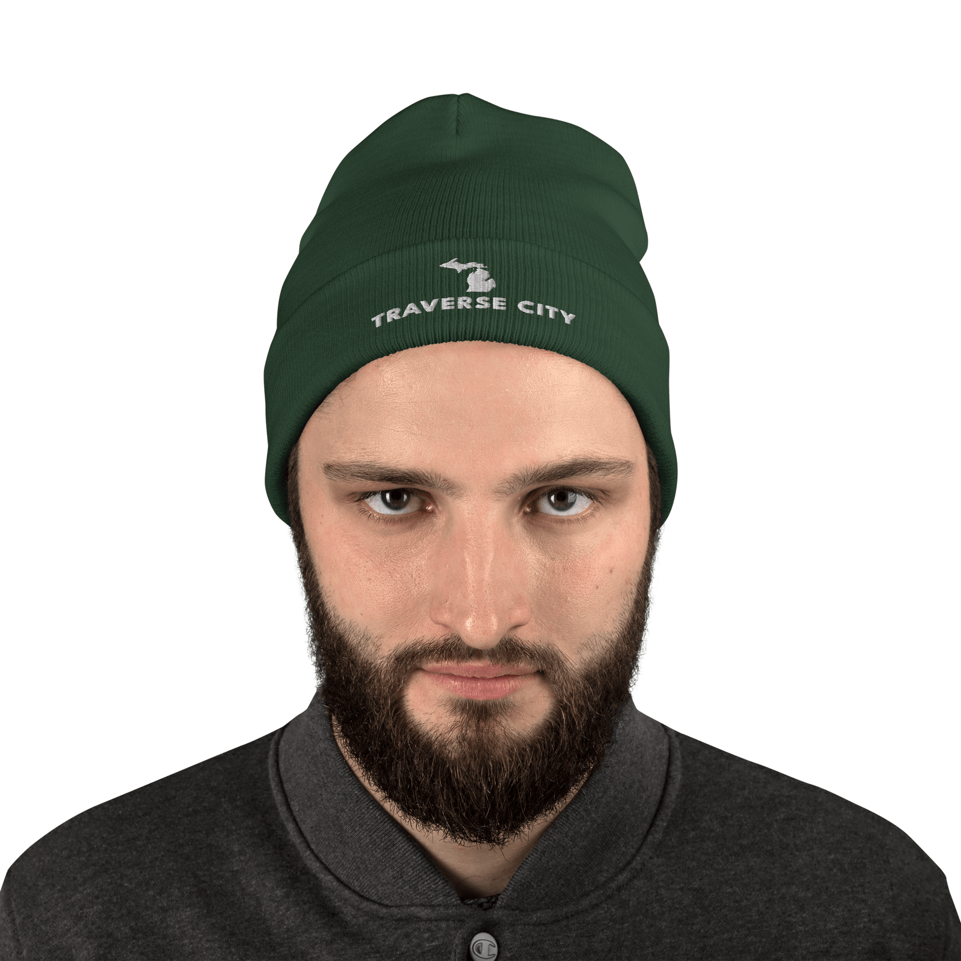 'Traverse City' Winter Beanie (w/ Michigan Outline) - Circumspice Michigan