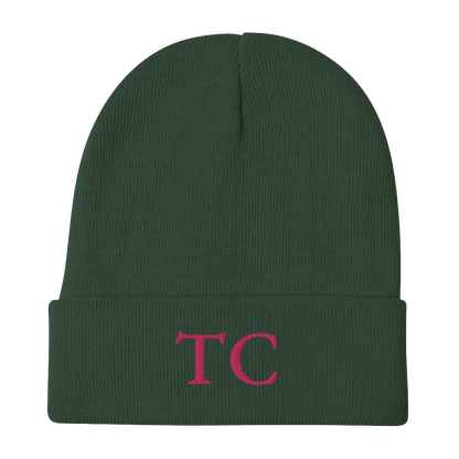 Traverse City 'TC' Winter Beanie (French Serif Font) | Pink Embroidery - Circumspice Michigan