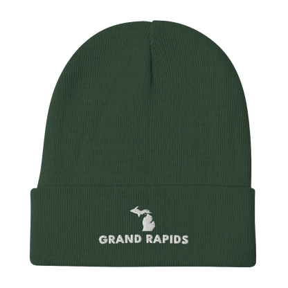 'Grand Rapids' Winter Beanie (w/ Michigan Outline) - Circumspice Michigan