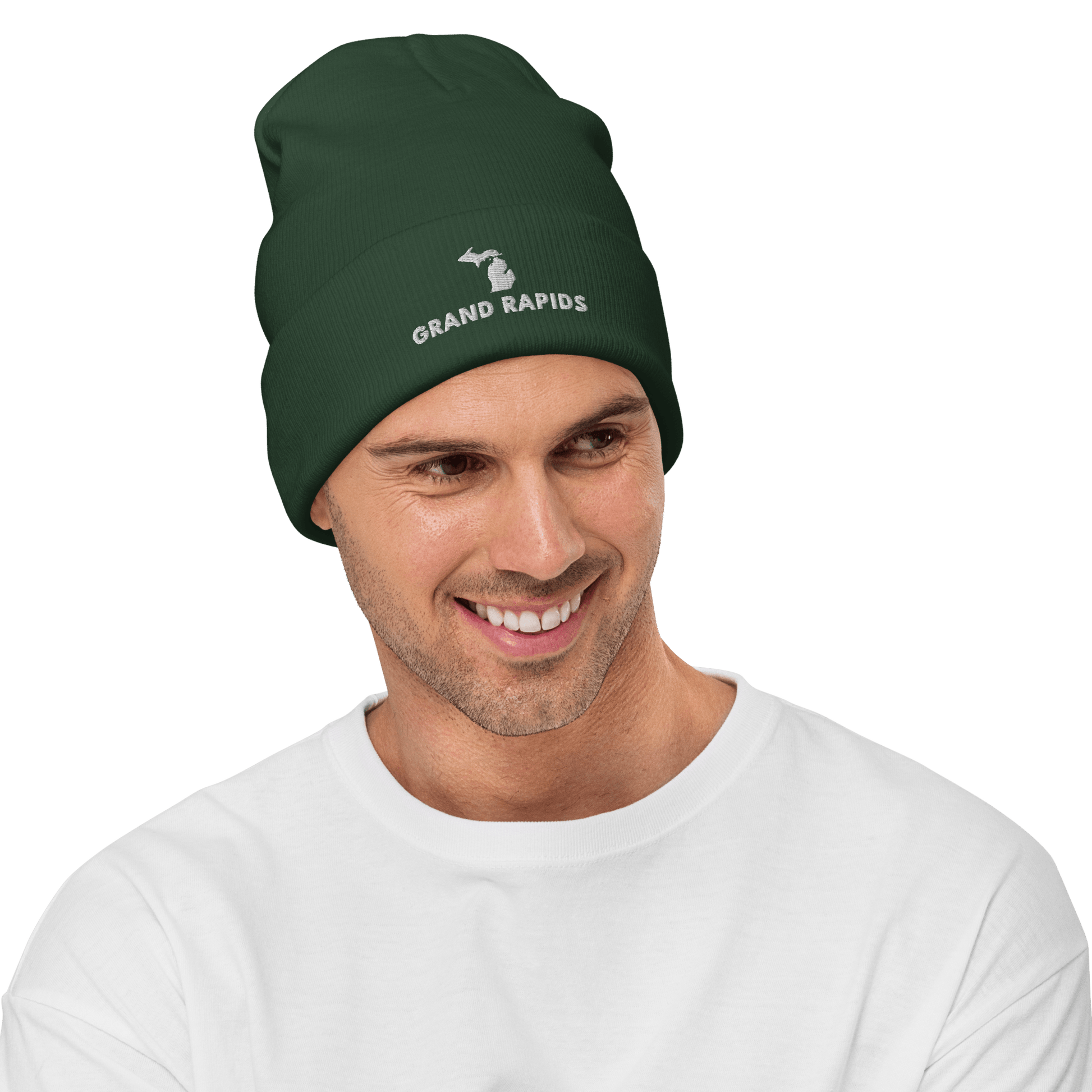 'Grand Rapids' Winter Beanie (w/ Michigan Outline) - Circumspice Michigan