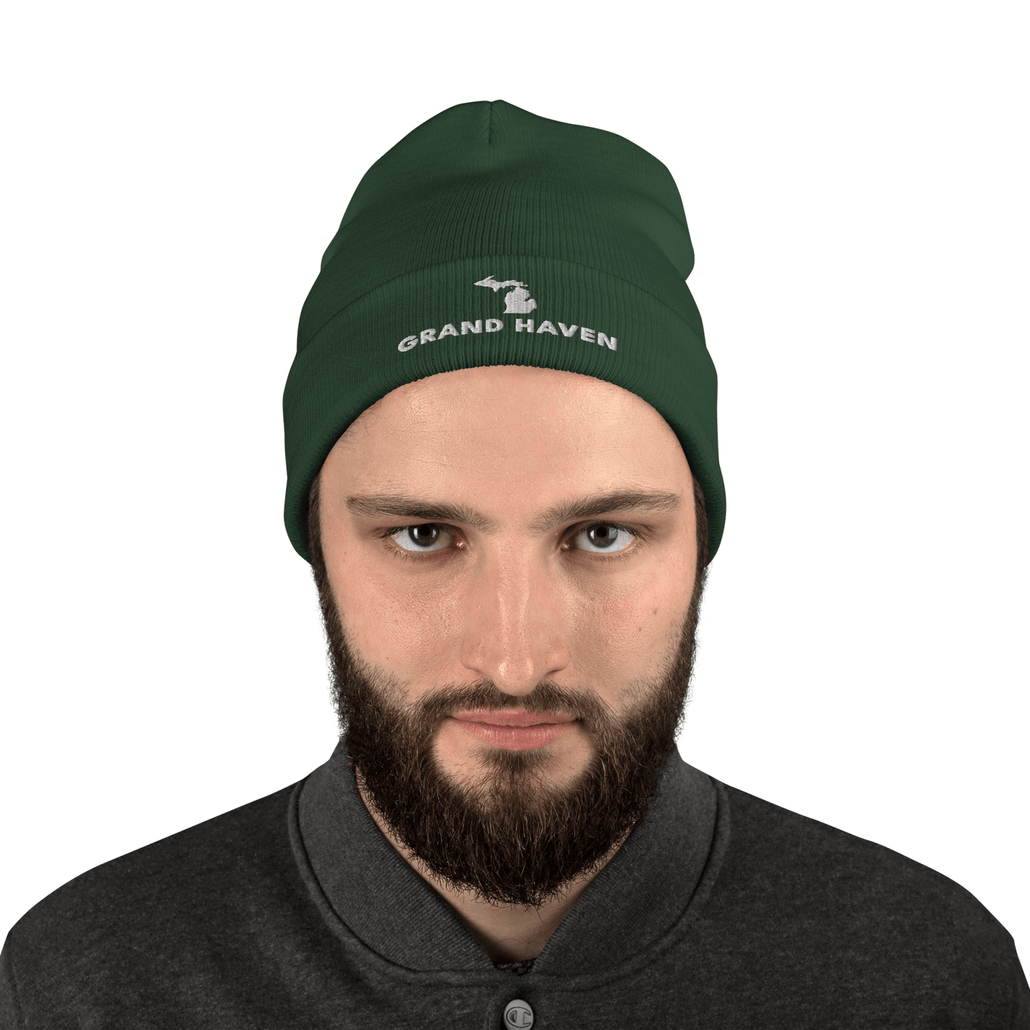 'Grand Haven' Winter Beanie (w/ Michigan Outline) - Circumspice Michigan