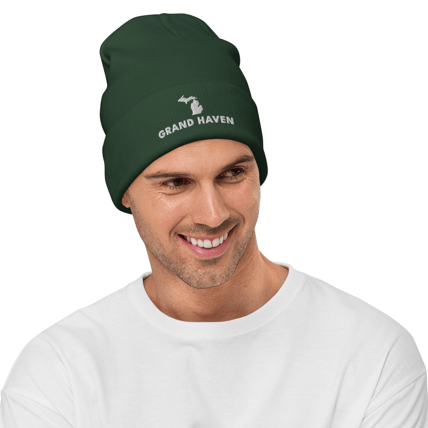 'Grand Haven' Winter Beanie (w/ Michigan Outline) - Circumspice Michigan