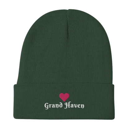 'Grand Haven' Winter Beanie (w/ Heart Outline) - Circumspice Michigan