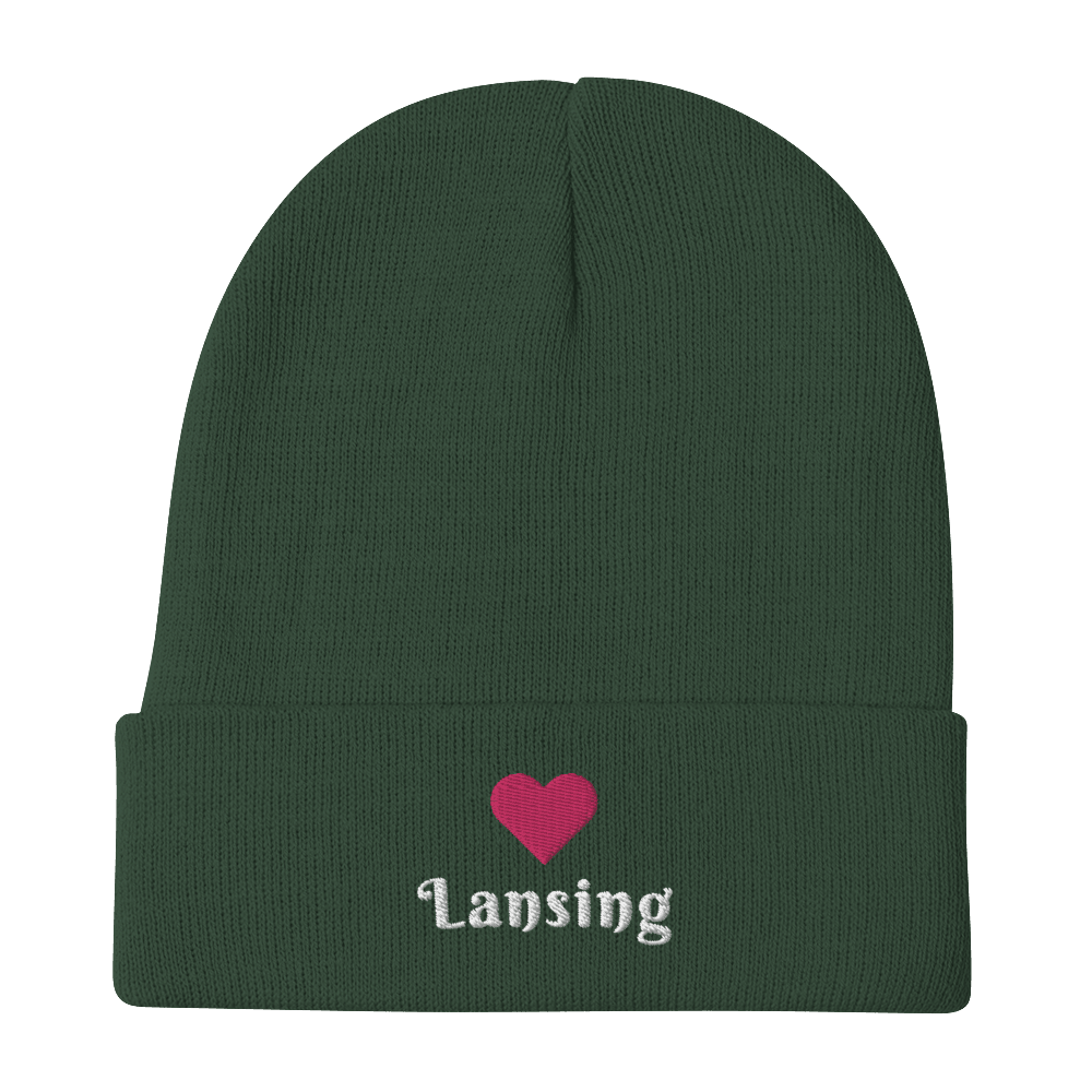 'Lansing' Winter Beanie (w/ Heart Outline) - Circumspice Michigan