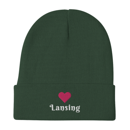 'Lansing' Winter Beanie (w/ Heart Outline) - Circumspice Michigan