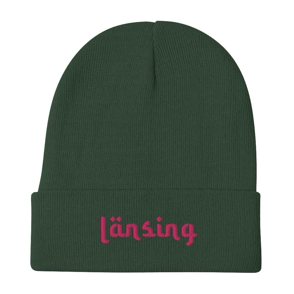 'Lansing' Winter Beanie (Arabic-Style Font) | Pink Embroidery - Circumspice Michigan