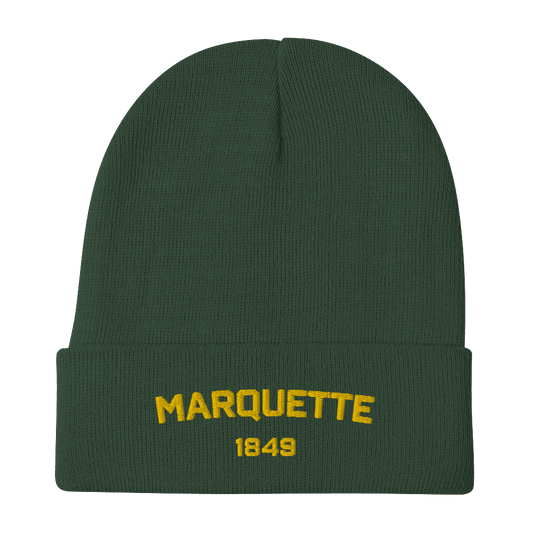 'Marquette EST 1849' Winter Beanie | Gold Embroidery - Circumspice Michigan