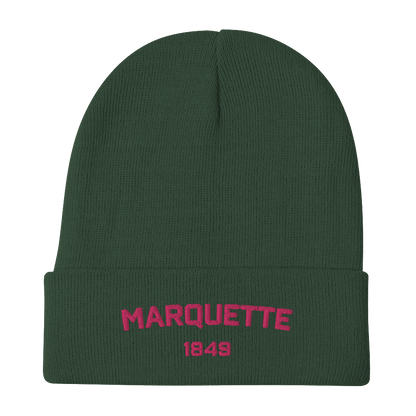 'Marquette EST 1849' Winter Beanie | Pink Embroidery - Circumspice Michigan