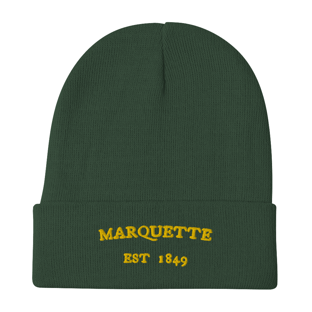 'Marquette EST 1849' Winter Beanie | Gold Embroidery - Circumspice Michigan