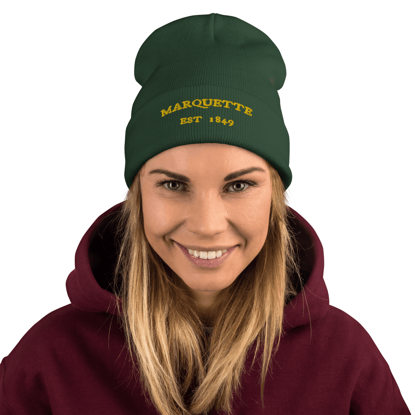 'Marquette EST 1849' Winter Beanie | Gold Embroidery - Circumspice Michigan