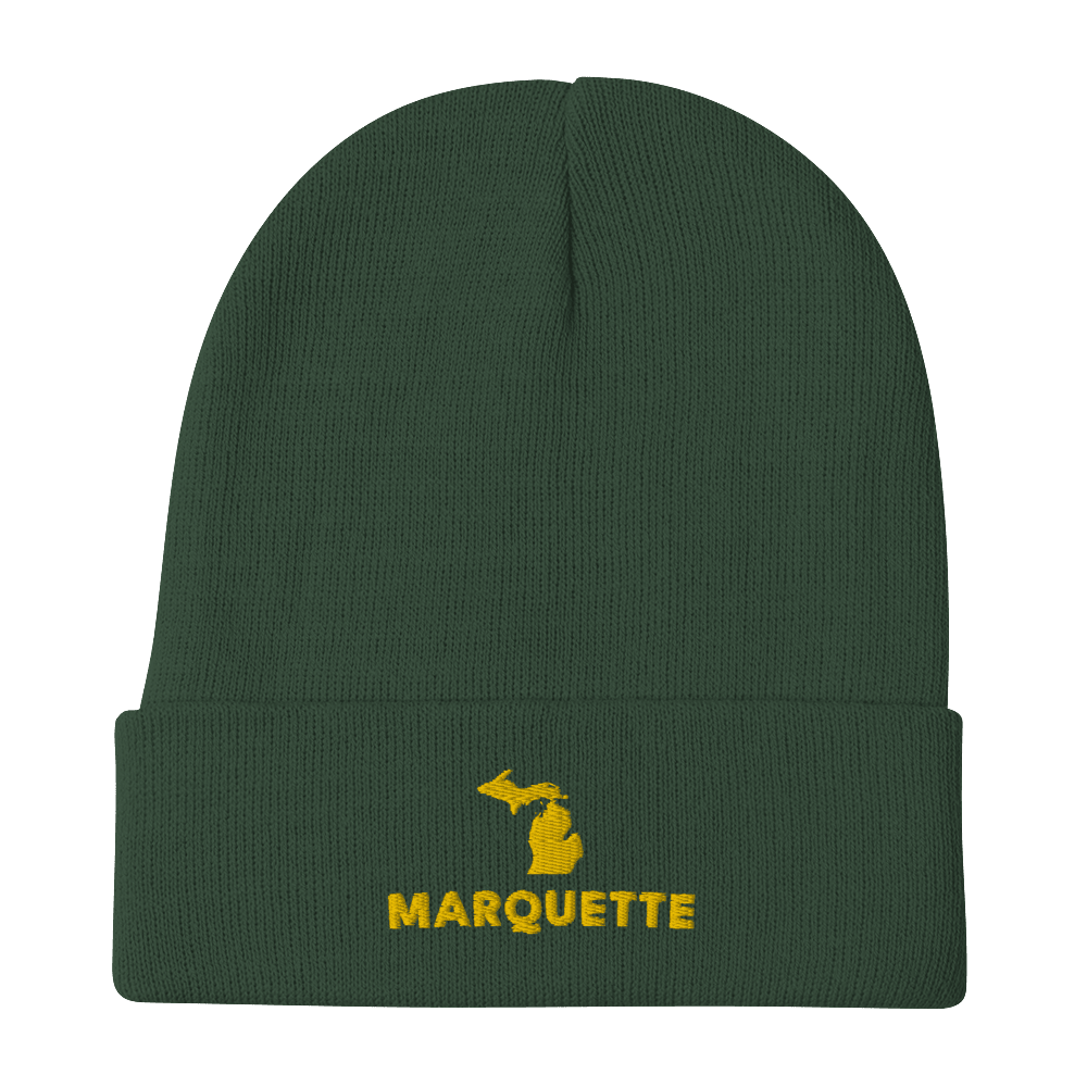 'Marquette' Winter Beanie (w/ Michigan Outline) - Circumspice Michigan