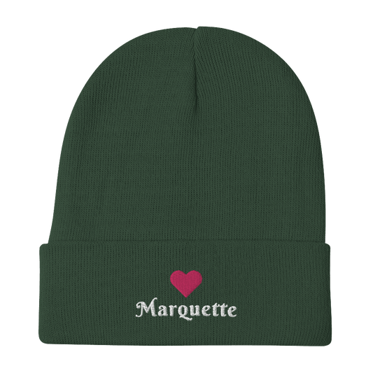 'Marquette' Winter Beanie (w/ Heart Outline) - Circumspice Michigan