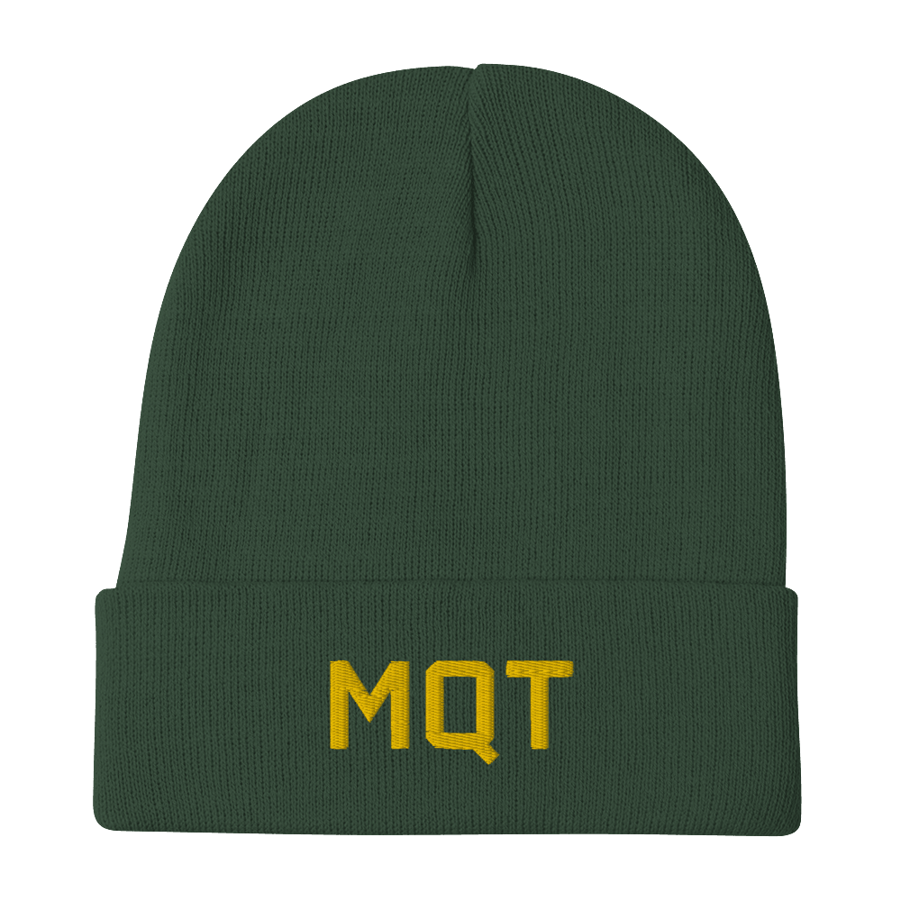 Marquette 'MQT' Winter Beanie (Athletic Font) | Gold Embroidery - Circumspice Michigan