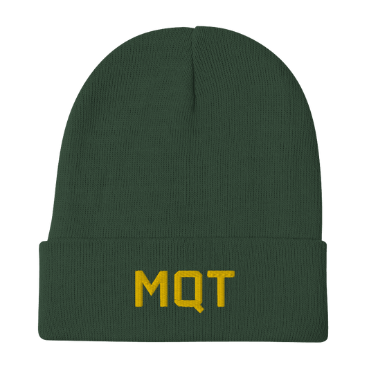 Marquette 'MQT' Winter Beanie (Athletic Font) | Gold Embroidery - Circumspice Michigan