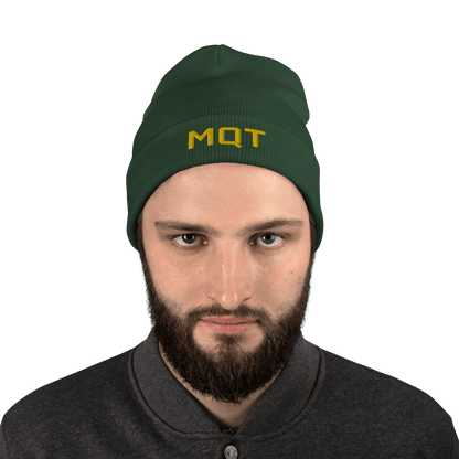 Marquette 'MQT' Winter Beanie (Athletic Font) | Gold Embroidery - Circumspice Michigan