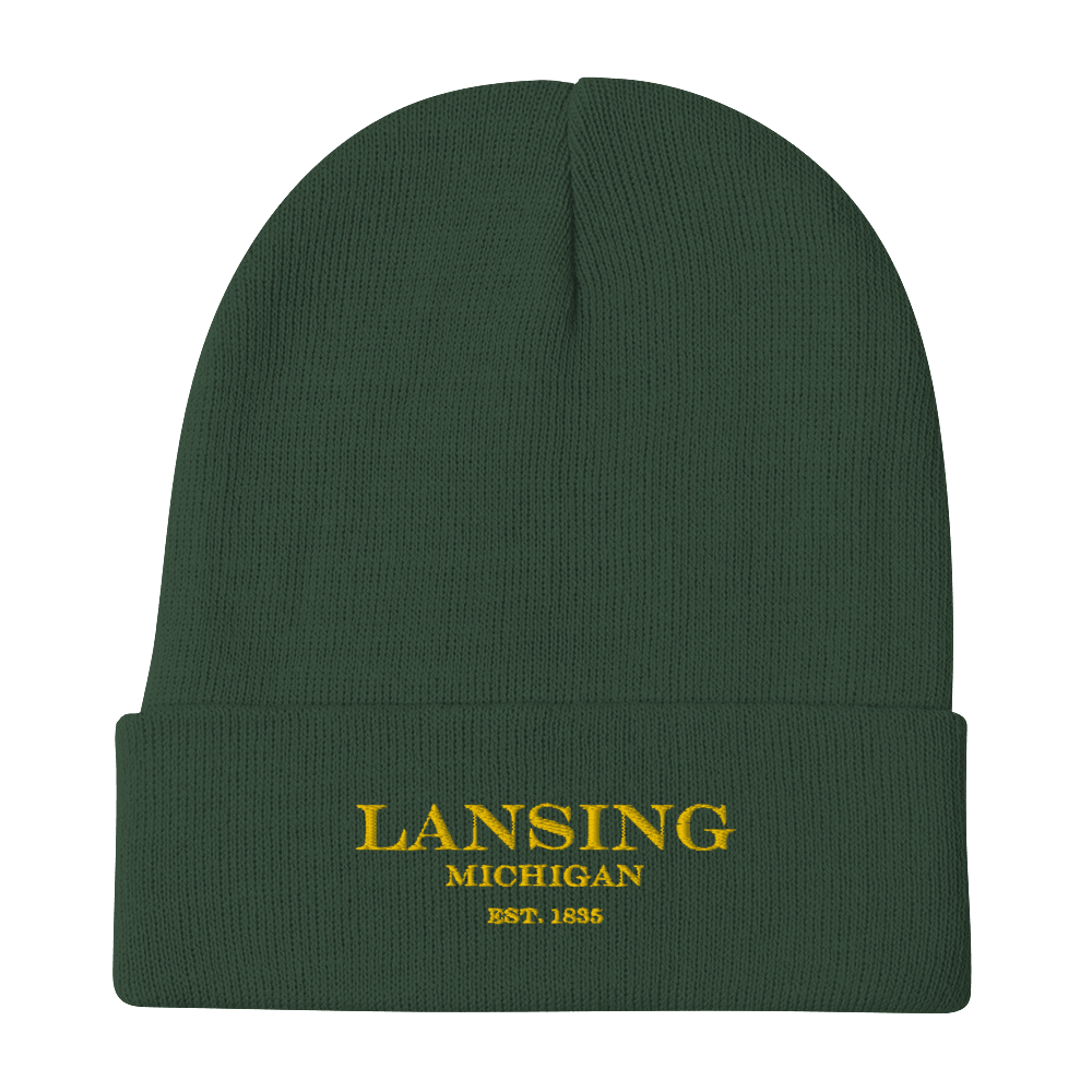 'Lansing Michigan EST 1835' Winter Beanie | Gold Embroidery - Circumspice Michigan