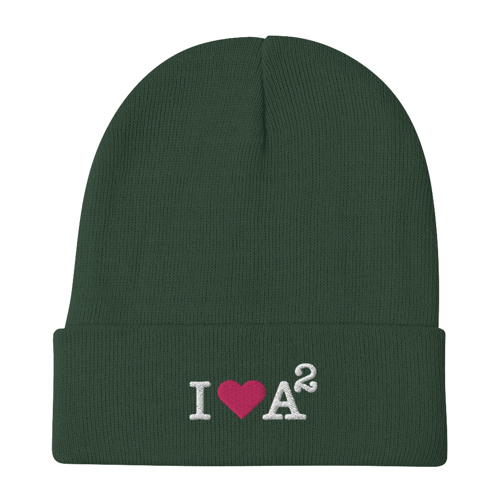 Ann Arbor 'I ❤️ A²' Winter Beanie | White/Black Embroidery - Circumspice Michigan