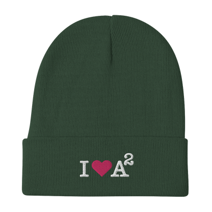 Ann Arbor 'I ❤️ A²' Winter Beanie | White/Black Embroidery - Circumspice Michigan