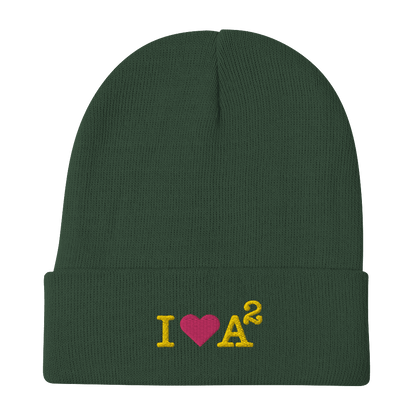 Ann Arbor 'I ❤️ A²' Winter Beanie | Gold Embroidery - Circumspice Michigan