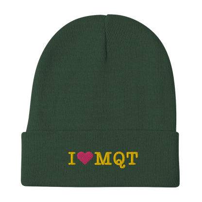 Marquette 'I ❤️ MQT' Winter Beanie | Gold Embroidery - Circumspice Michigan