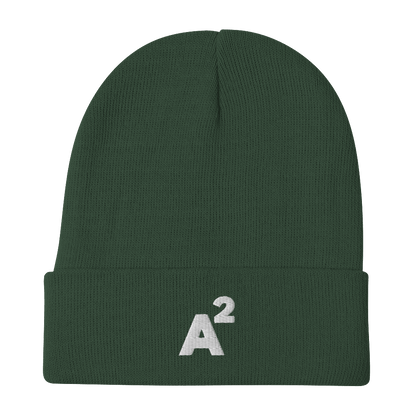 Ann Arbor 'A²' Winter Beanie (Geometric Sans Font) | White Embroidery - Circumspice Michigan