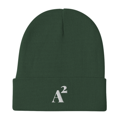 Ann Arbor 'A²' Winter Beanie (Fancy Serif Font) | White Embroidery - Circumspice Michigan