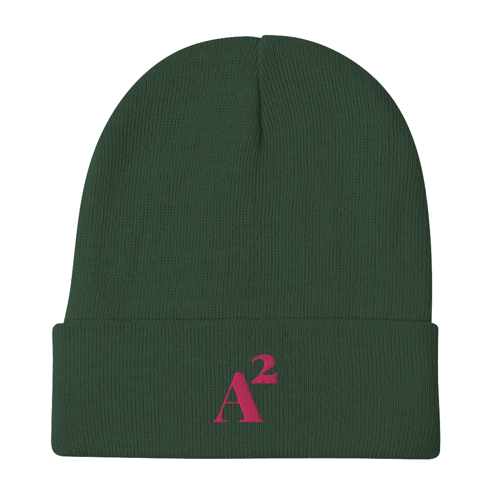 Ann Arbor 'A²' Winter Beanie (Fancy Serif Font) | Pink Embroidery - Circumspice Michigan